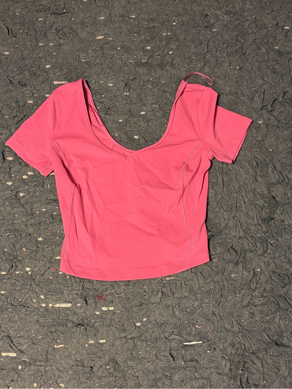 lululemon athletica Coral Pink V‑Neck Short Sleeve Crop Top
